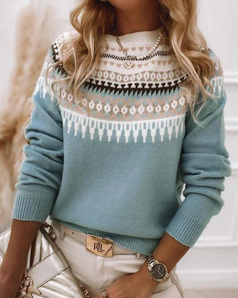 Avery | Women's Fair Isle Crew Neck Knit Sweater