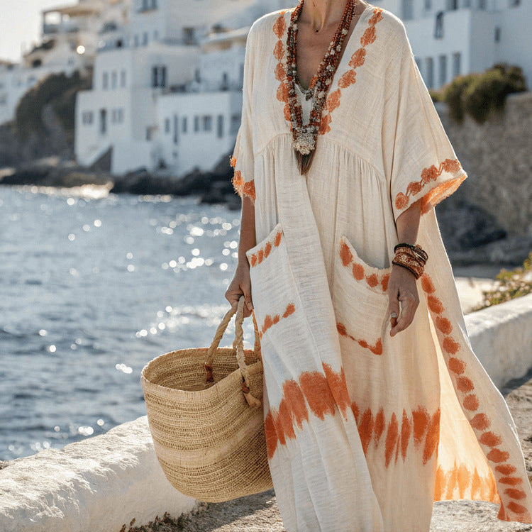 Robe Caftan "Faustine" – Ocre de Naxos