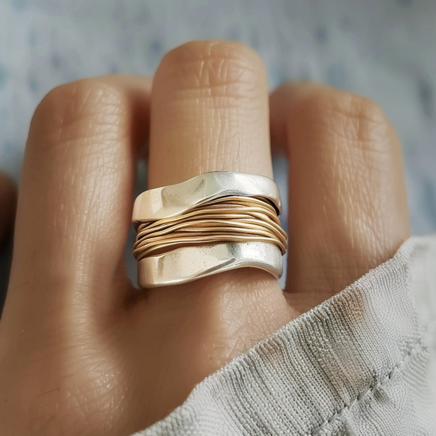 RENA™ - Bague Fils d'Or et d'Argent