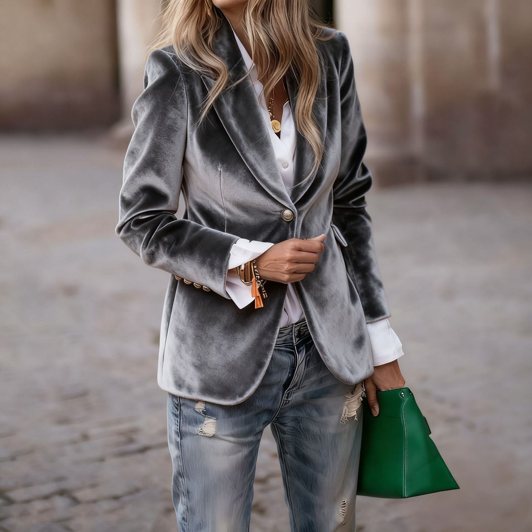 Seraphine | Women's Fitted Velvet Lapel Collar Blazer