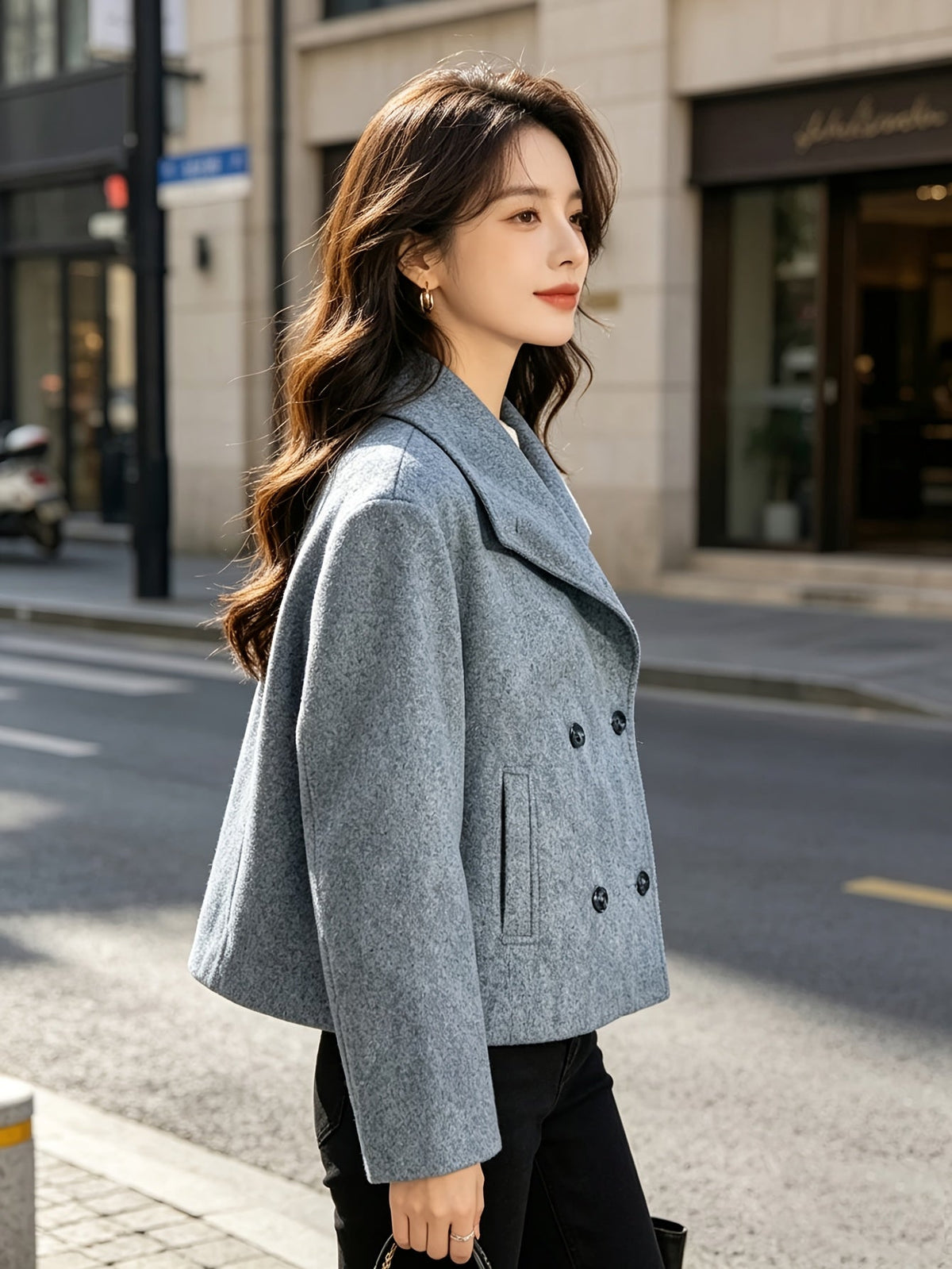 Juniper | Women's Wool Cropped Pea Coat