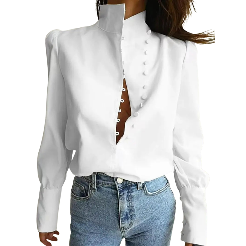 ROXIE™ - Elegant Long Sleeve Stand Collar Shirt