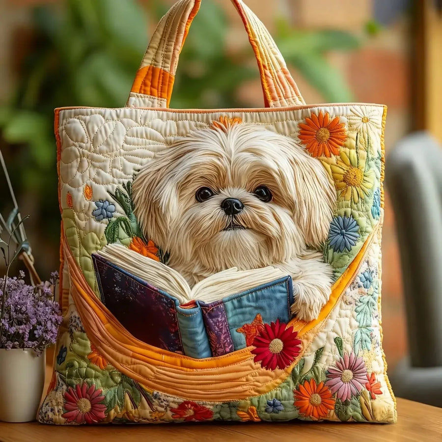 Handcrafted Bag | Shih Tzu and Books