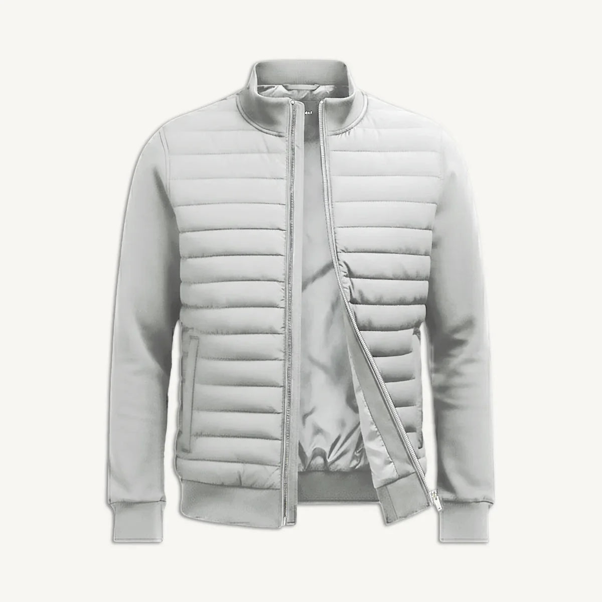 Liam | Men's Quilted Zip-Up Bomber Jacket Ribbed Trim