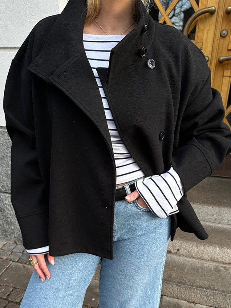 Solene | Women's Asymmetric Wool Pea Coat