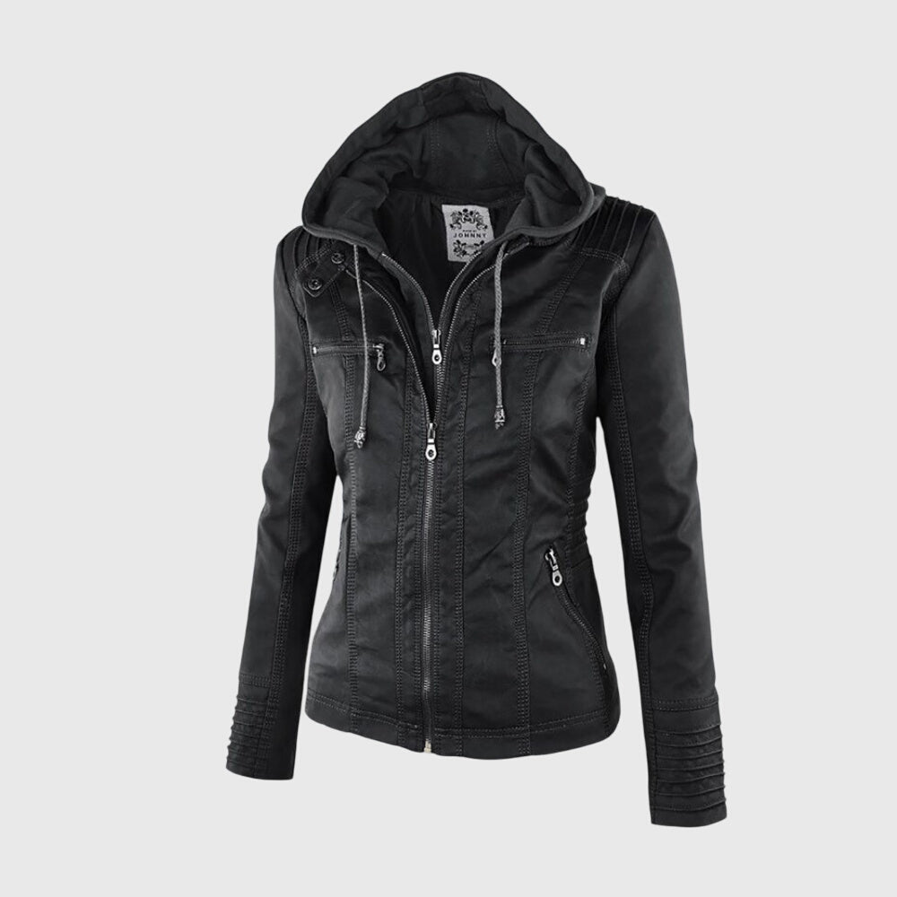 Karoline | Women's Hooded Leather Jacket