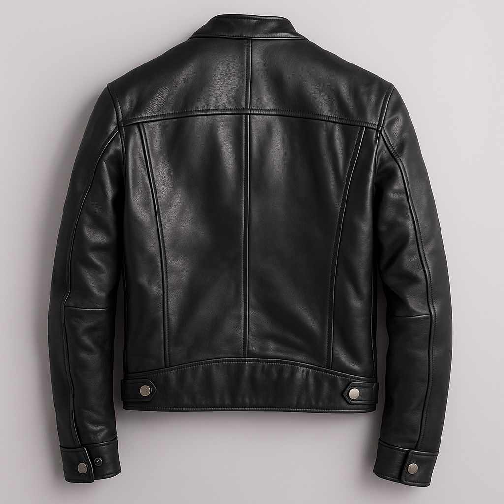 Mens Slim Fit Leather Jacket Classic Moto Biker Style Full Zip
