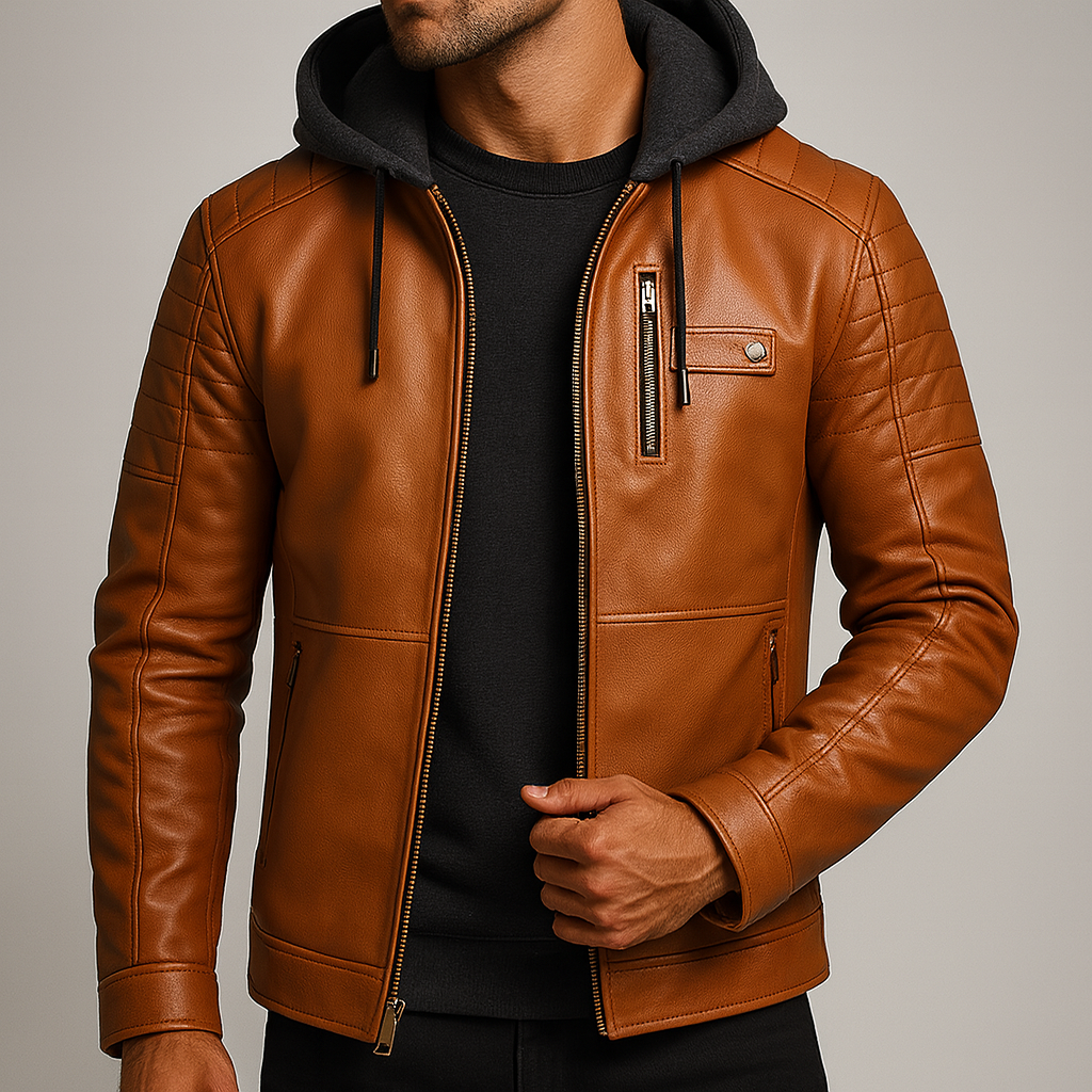 Toby | Hooded Leather Jacket