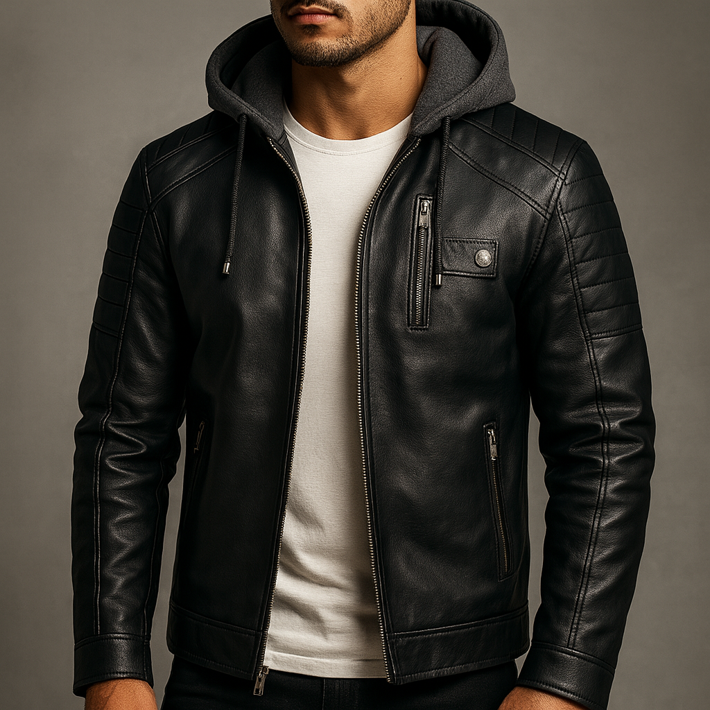 Toby | Hooded Leather Jacket