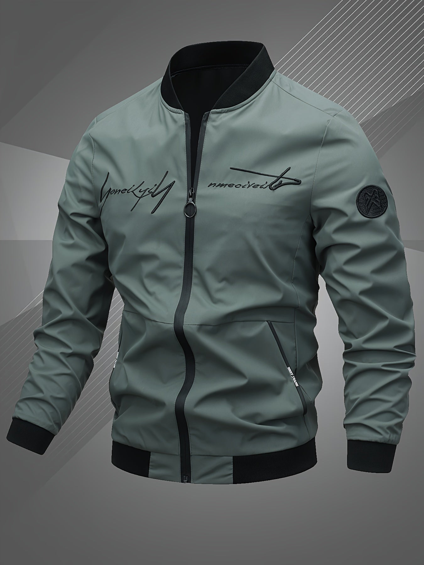 Alexander | Men's Casual Zip-Up Bomber Jacket Embroidered Graphic