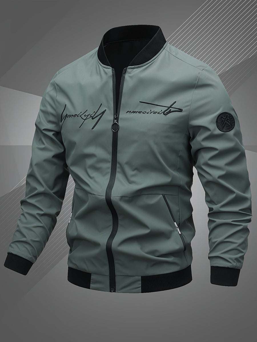 Alexander | Men's Casual Zip-Up Bomber Jacket Embroidered Graphic