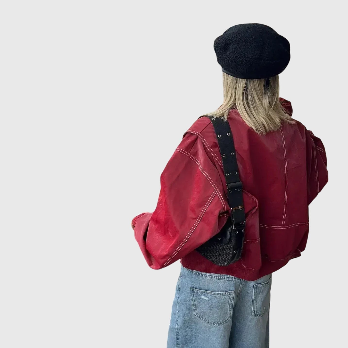 Faye | Women's Oversized Red Leather Jacket
