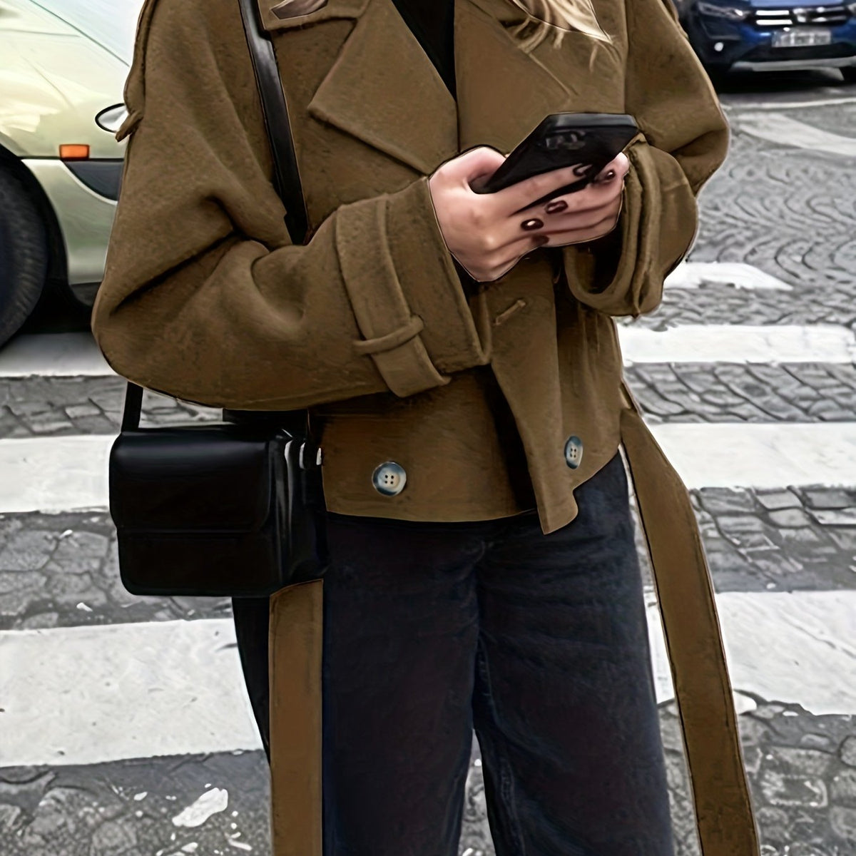 Odessa | Women's Belted Brown Pea Coat