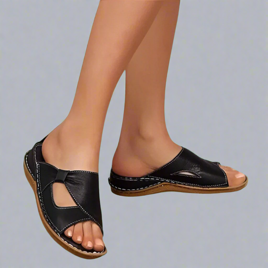 Sabine | Women's Open-Toe Stitched Comfortable Slides