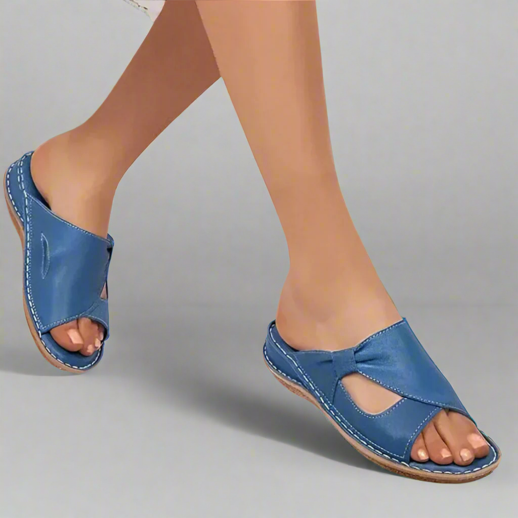 Sabine | Women's Open-Toe Stitched Comfortable Slides