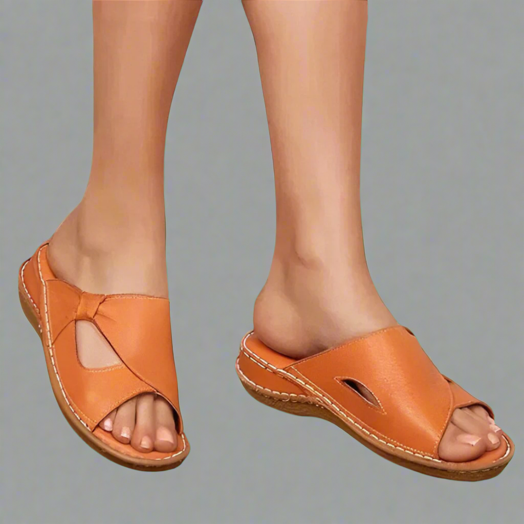 Sabine | Women's Open-Toe Stitched Comfortable Slides