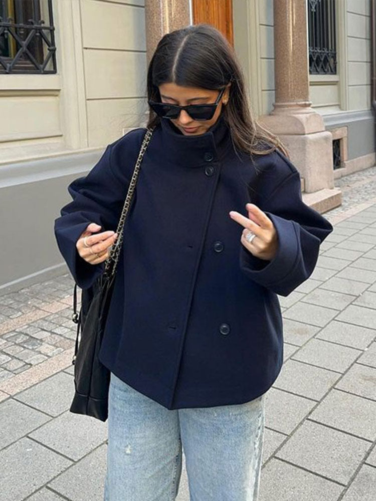 Solene | Women's Asymmetric Wool Pea Coat
