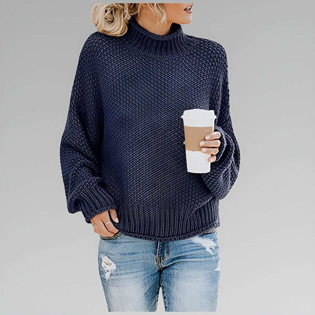 Anna | Women's Classic Crew Neck Relaxed Fit Knit Sweater