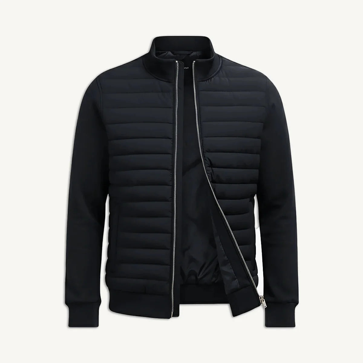 Liam | Men's Quilted Zip-Up Bomber Jacket Ribbed Trim