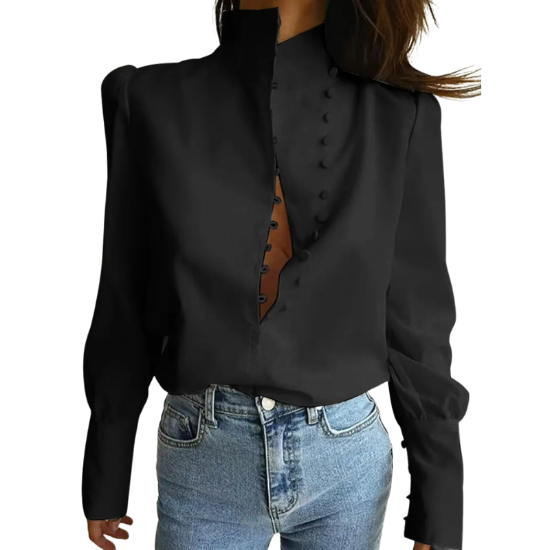 ROXIE™ - Elegant Long Sleeve Stand Collar Shirt