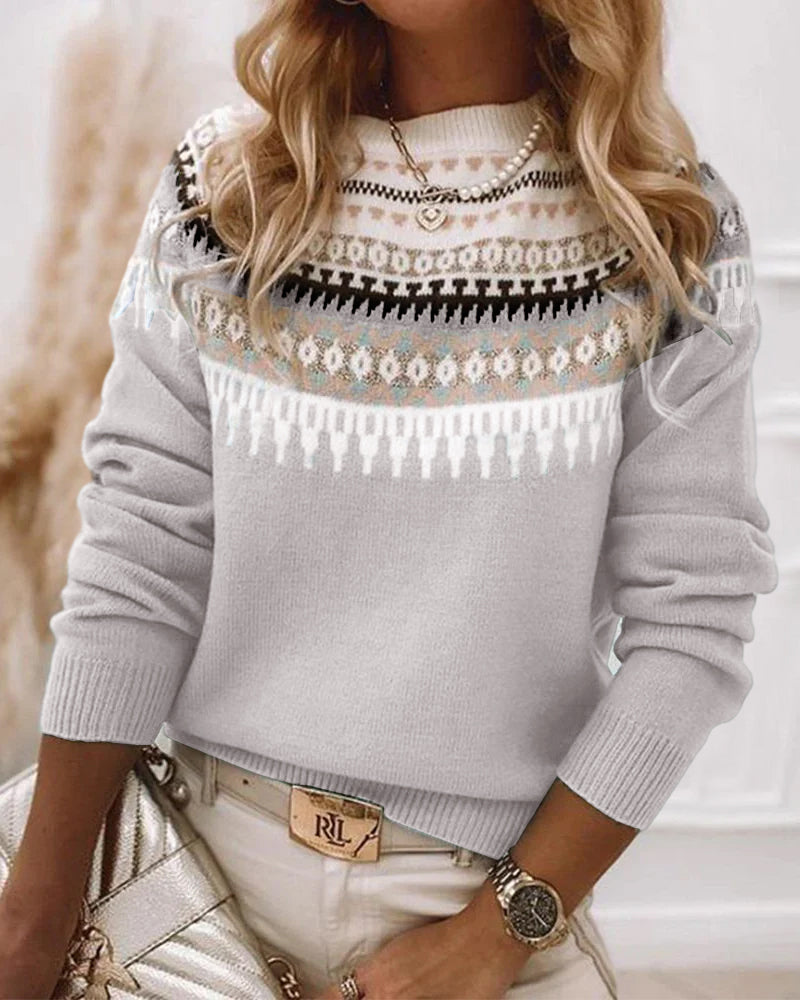 Avery | Women's Fair Isle Crew Neck Knit Sweater