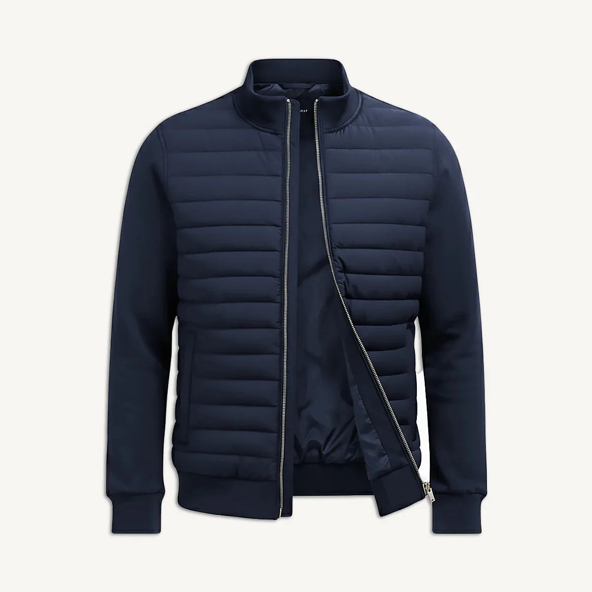 Liam | Men's Quilted Zip-Up Bomber Jacket Ribbed Trim