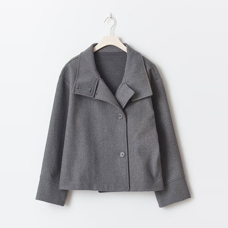 Solene | Women's Asymmetric Wool Pea Coat