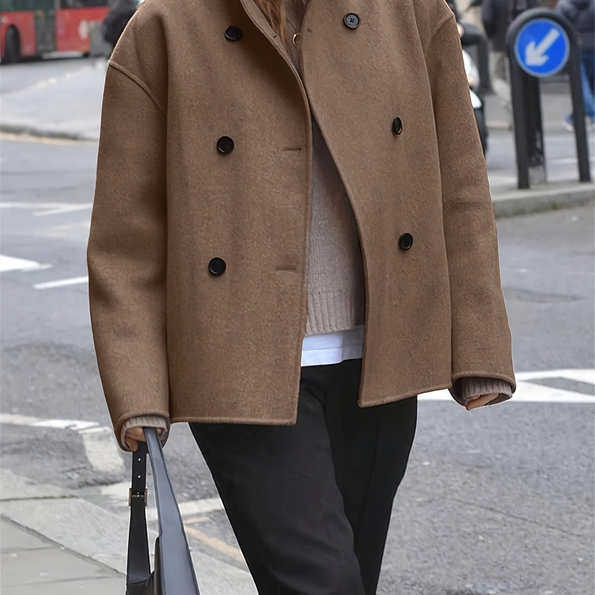 Ophelia | Women's Camel Wool Pea Coat