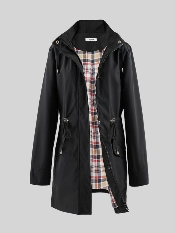 Abigail | Womens Hooded Plaid Lined Waterproof Rain Jacket