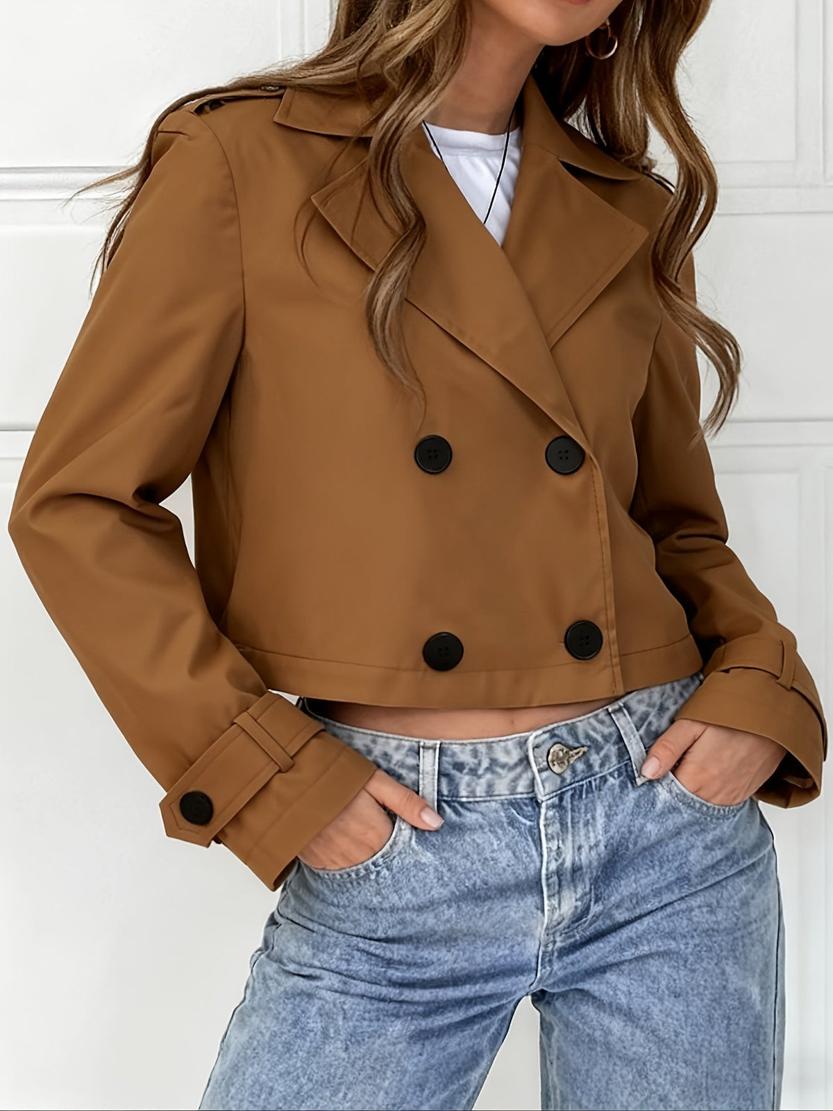 Wren | Women's Brown Tailored Pea Coat