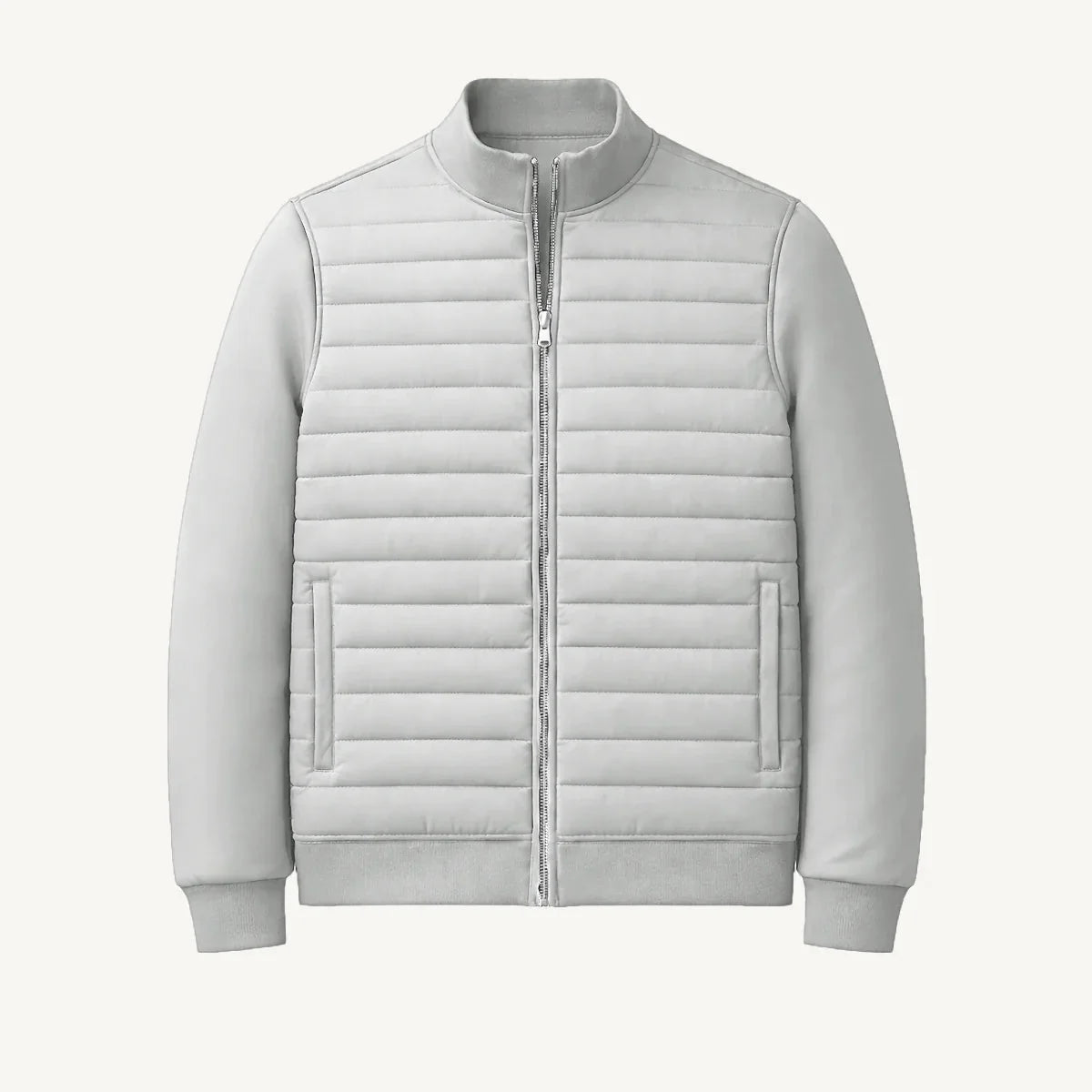 Liam | Men's Quilted Zip-Up Bomber Jacket Ribbed Trim
