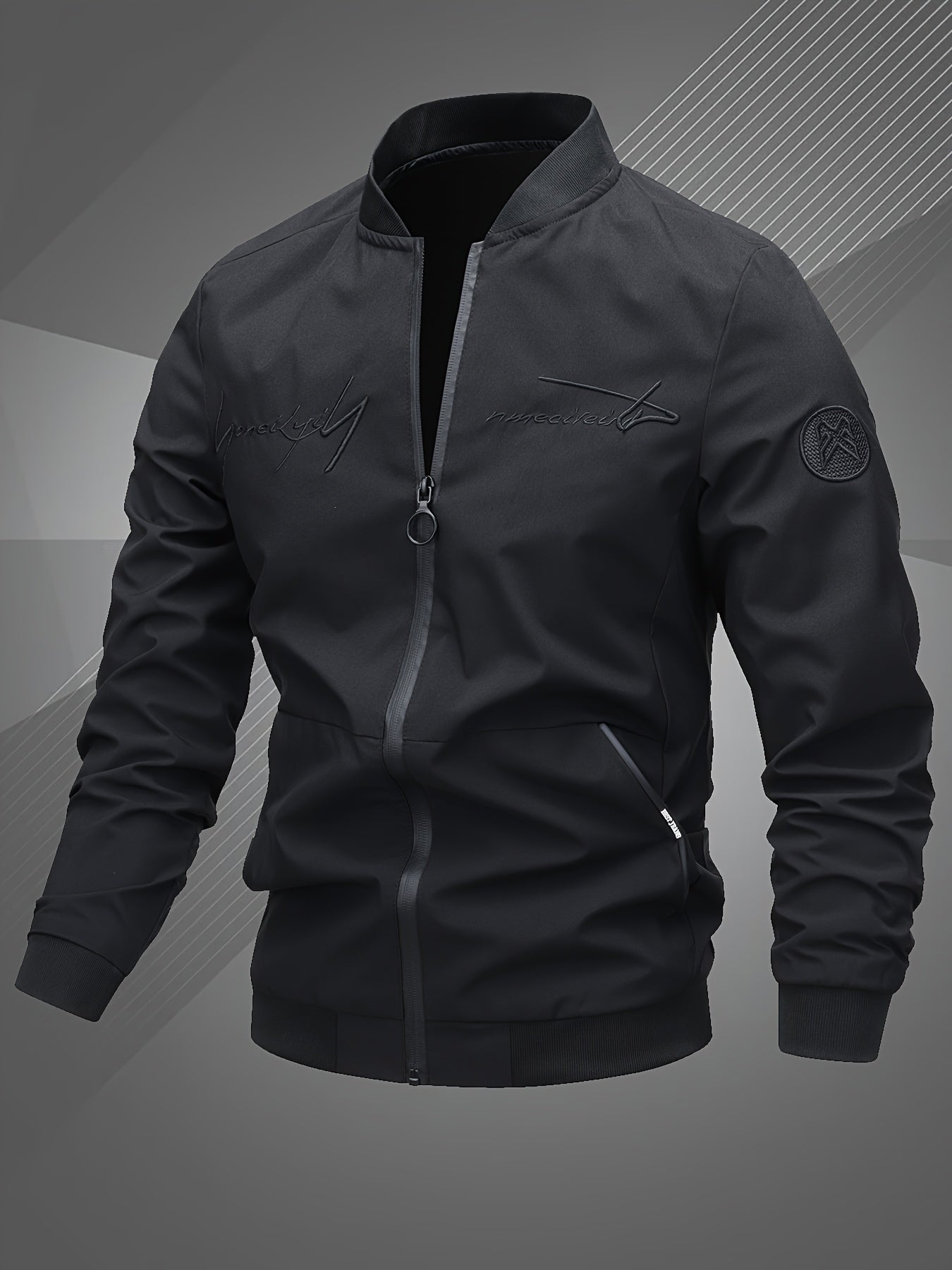 Alexander | Men's Casual Zip-Up Bomber Jacket Embroidered Graphic