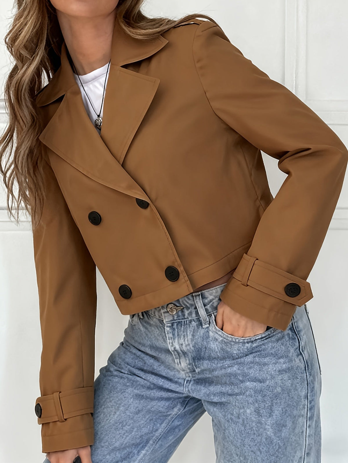 Wren | Women's Brown Tailored Pea Coat