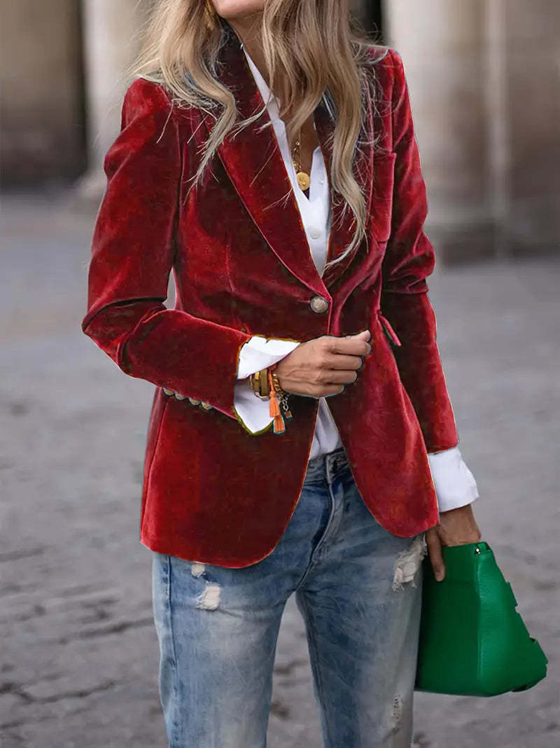 Seraphine | Women's Fitted Velvet Lapel Collar Blazer