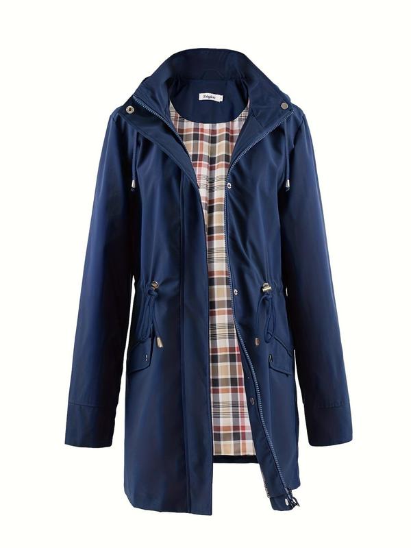 Abigail | Womens Hooded Plaid Lined Waterproof Rain Jacket
