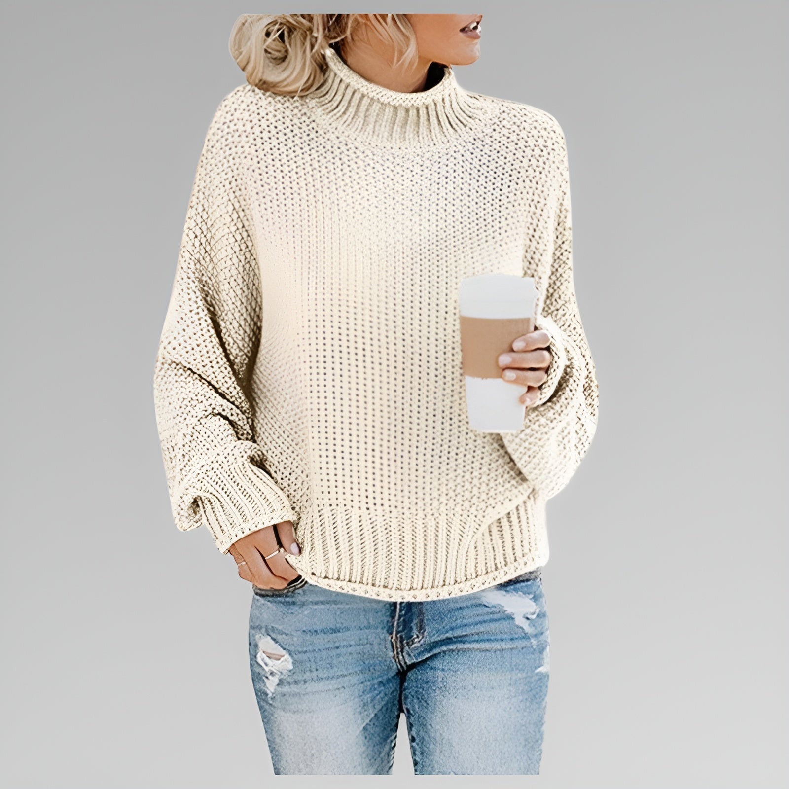 Anna | Women's Classic Crew Neck Relaxed Fit Knit Sweater