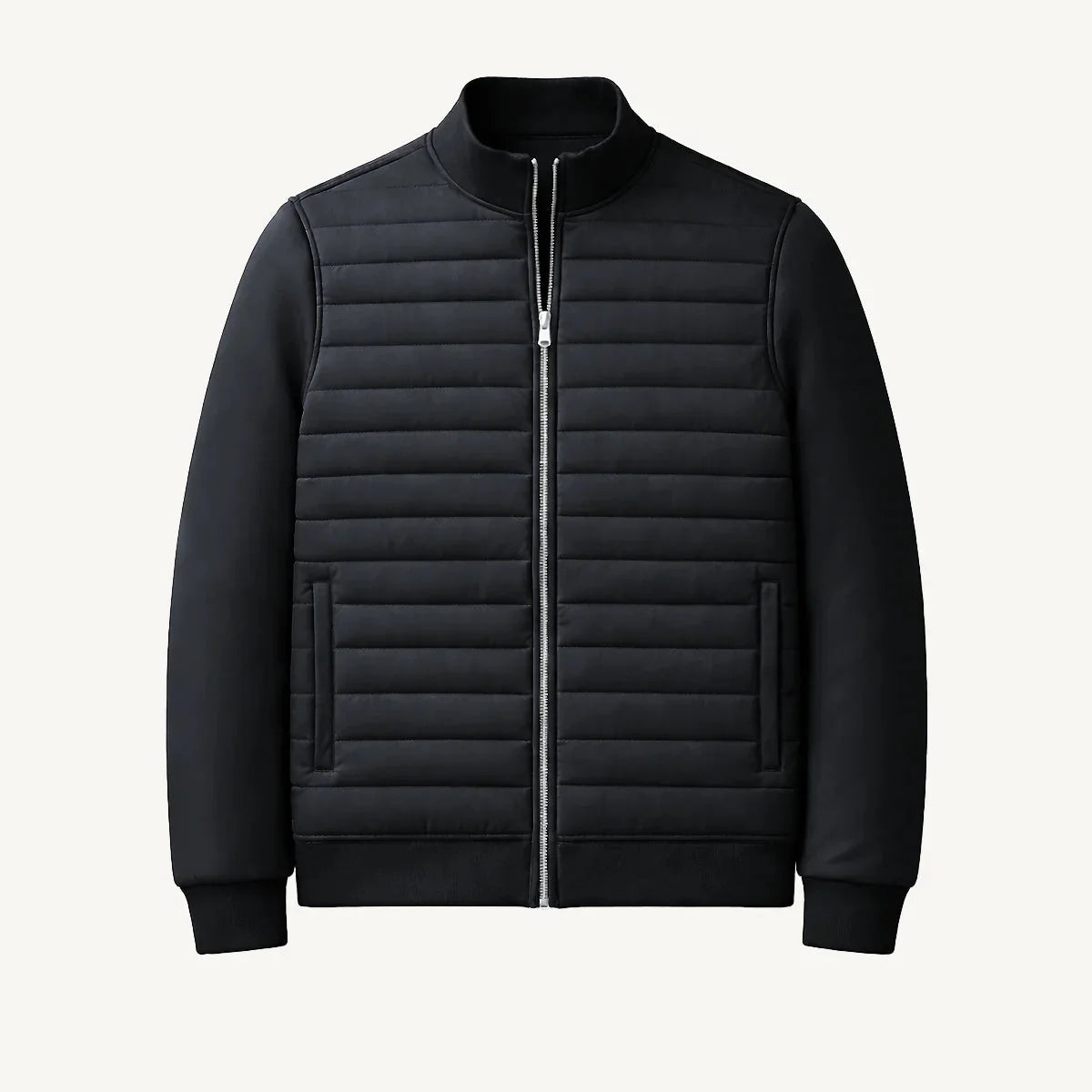 Liam | Men's Quilted Zip-Up Bomber Jacket Ribbed Trim