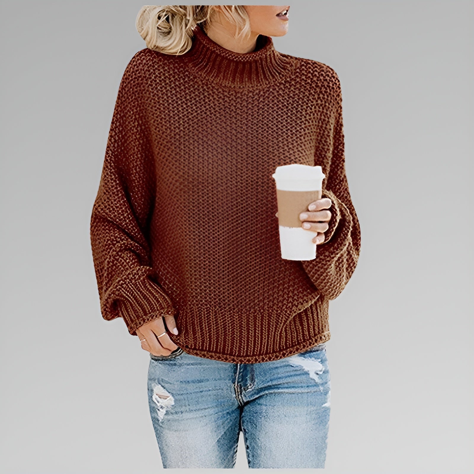 Anna | Women's Classic Crew Neck Relaxed Fit Knit Sweater