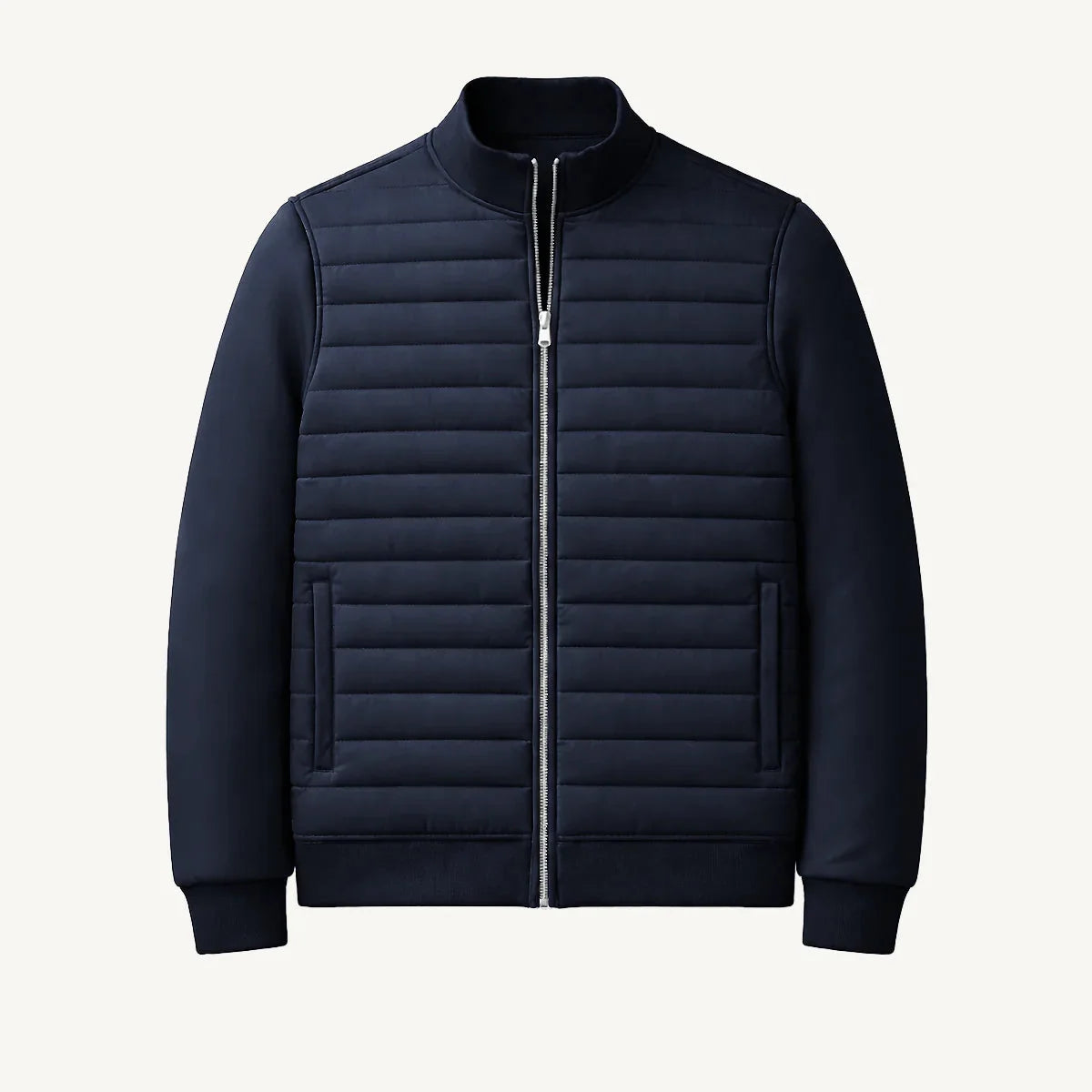 Liam | Men's Quilted Zip-Up Bomber Jacket Ribbed Trim