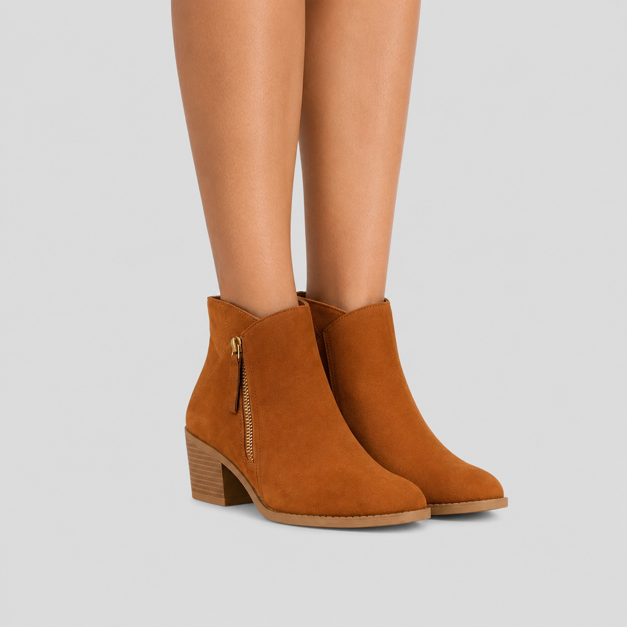 Vesper | Women's Round Toe Side Zip Block Heel Ankle Boots