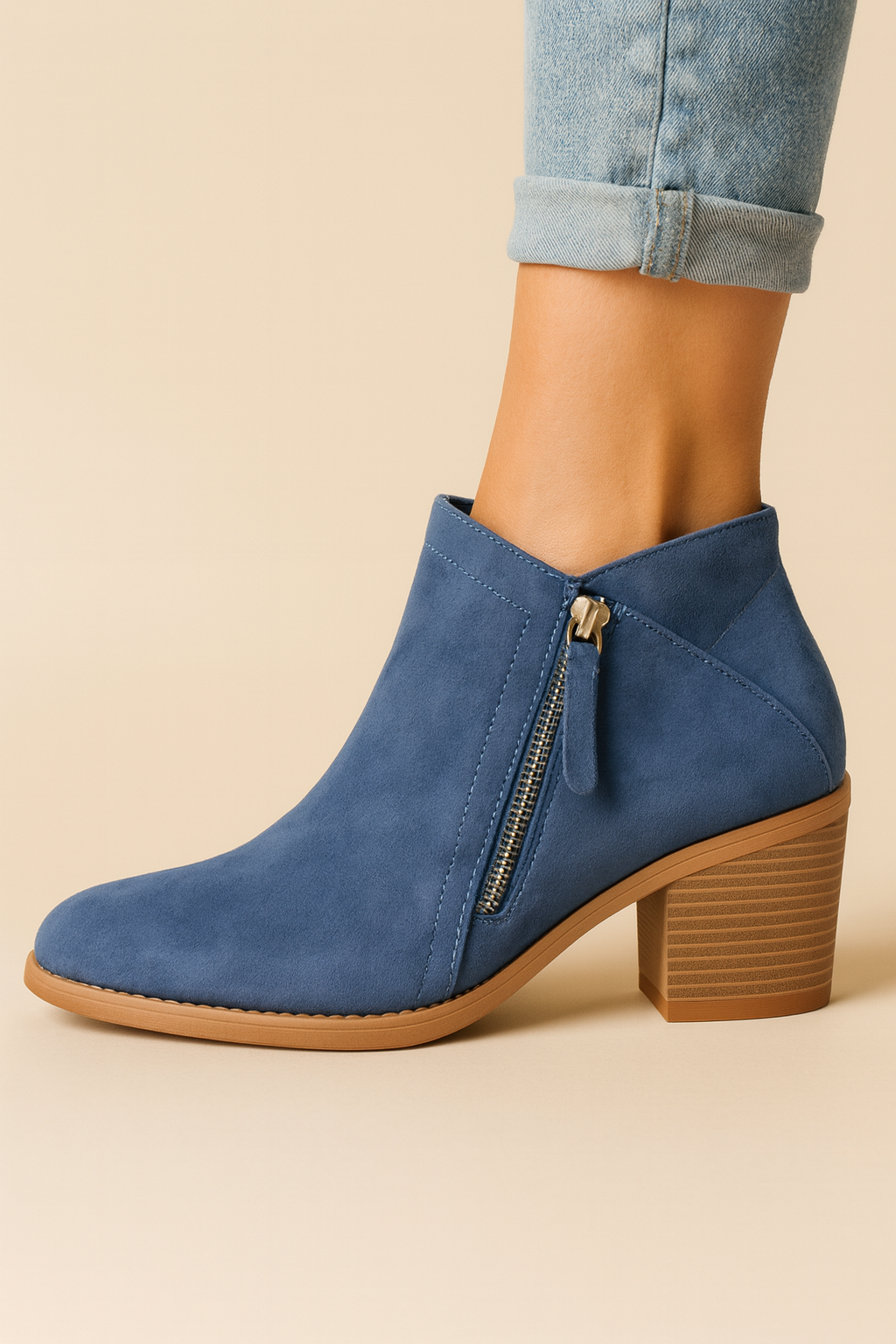 Vesper | Women's Round Toe Side Zip Block Heel Ankle Boots