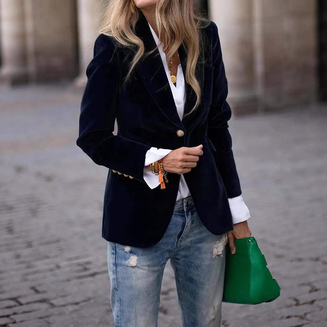 Seraphine | Women's Fitted Velvet Lapel Collar Blazer