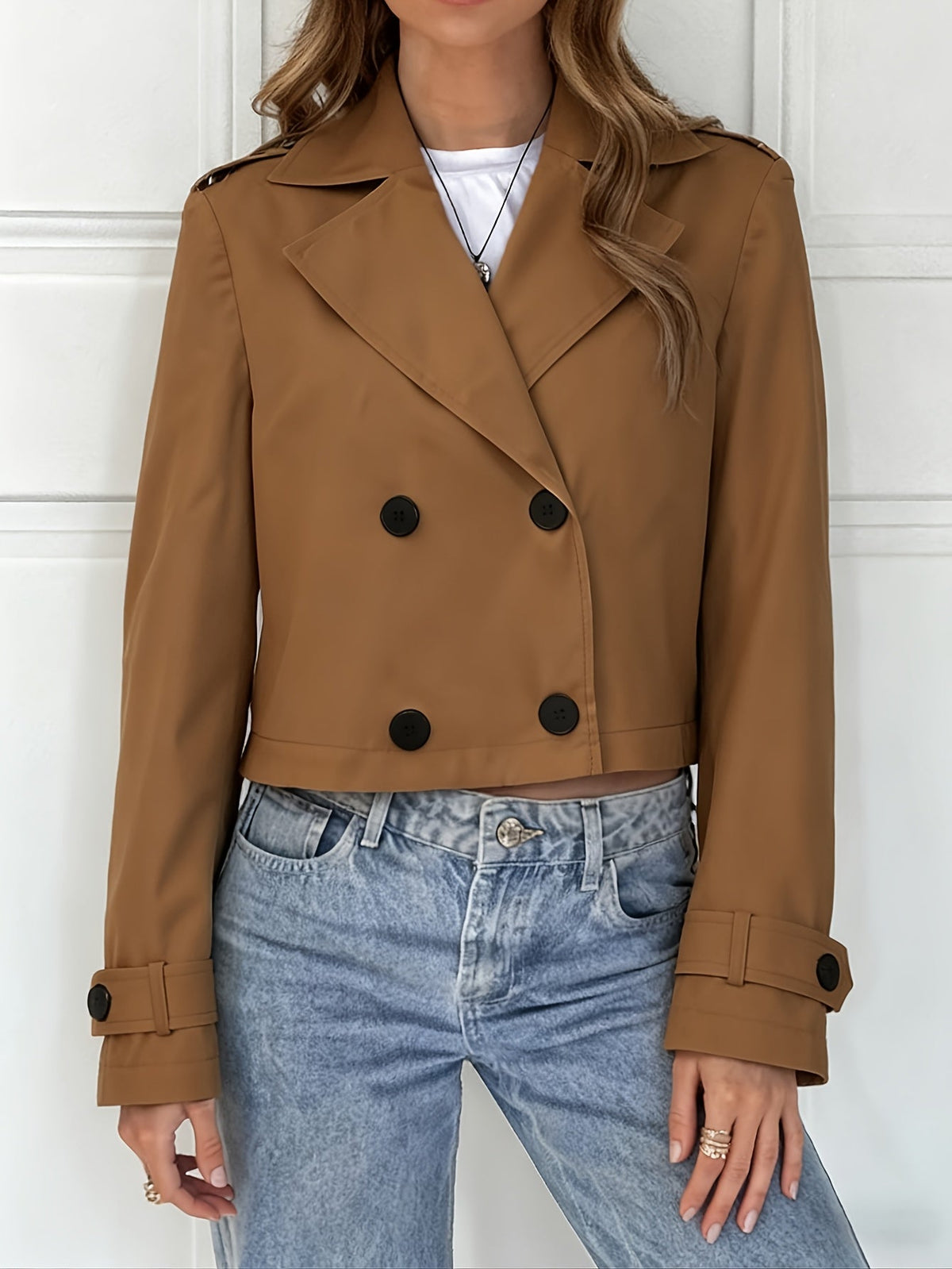 Wren | Women's Brown Tailored Pea Coat