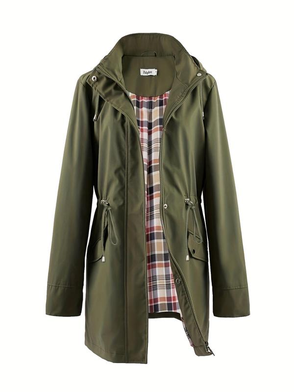 Abigail | Womens Hooded Plaid Lined Waterproof Rain Jacket