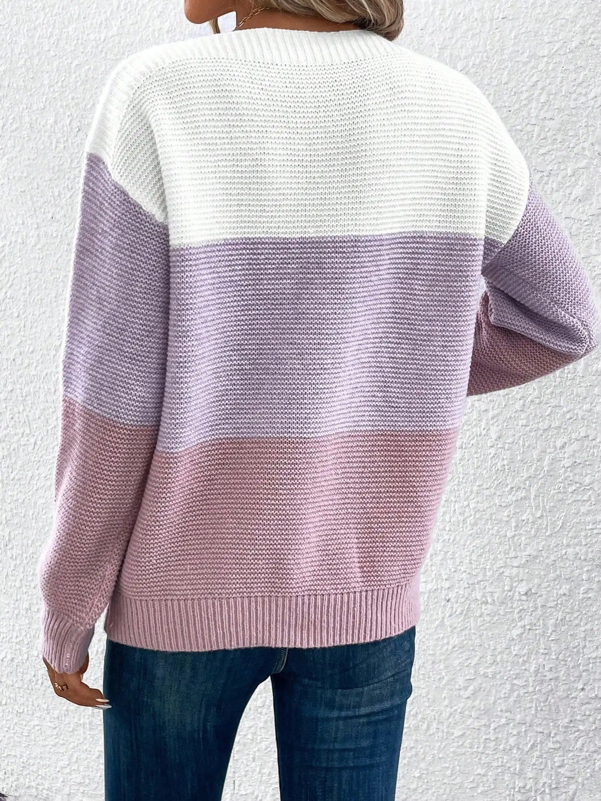 Grace | Women's Ombre Crew Neck Relaxed Fit Knit Sweater