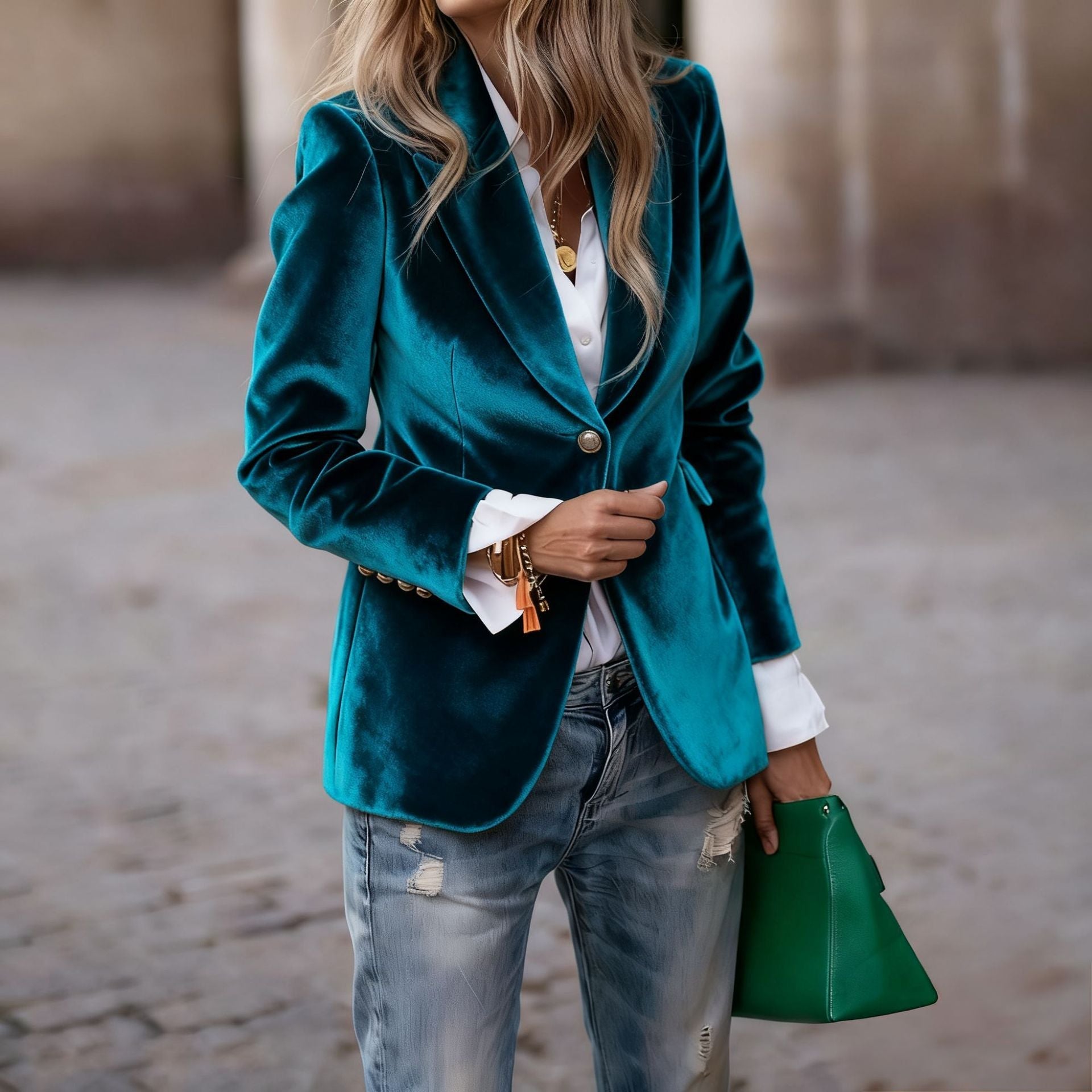 Seraphine | Women's Fitted Velvet Lapel Collar Blazer
