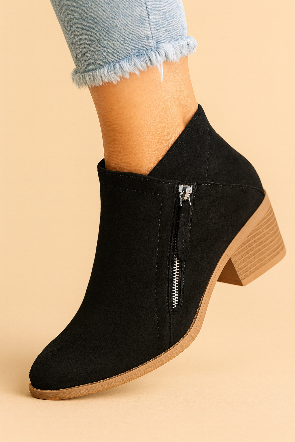 Vesper | Women's Round Toe Side Zip Block Heel Ankle Boots