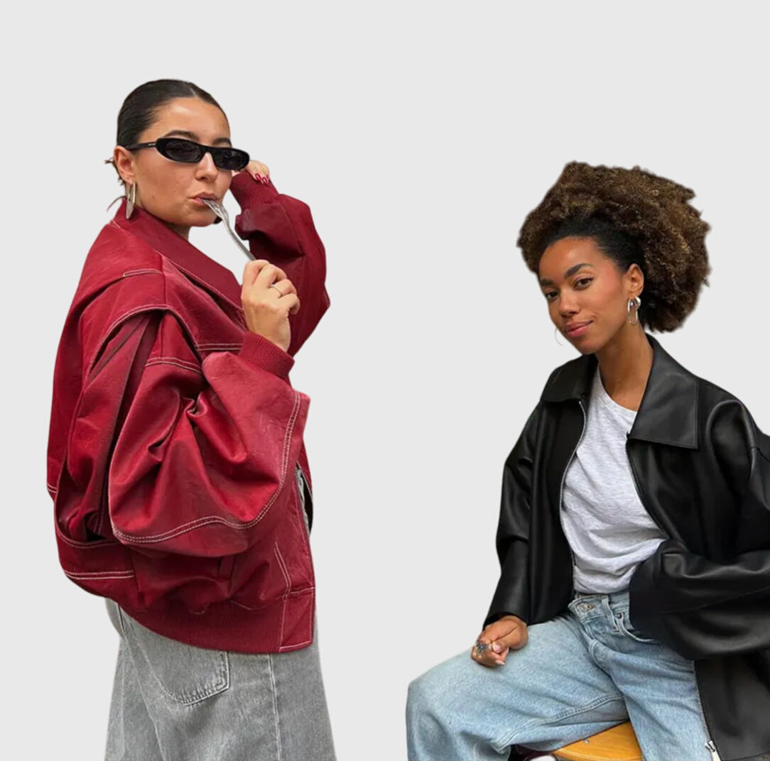 Faye | Women's Oversized Red Leather Jacket
