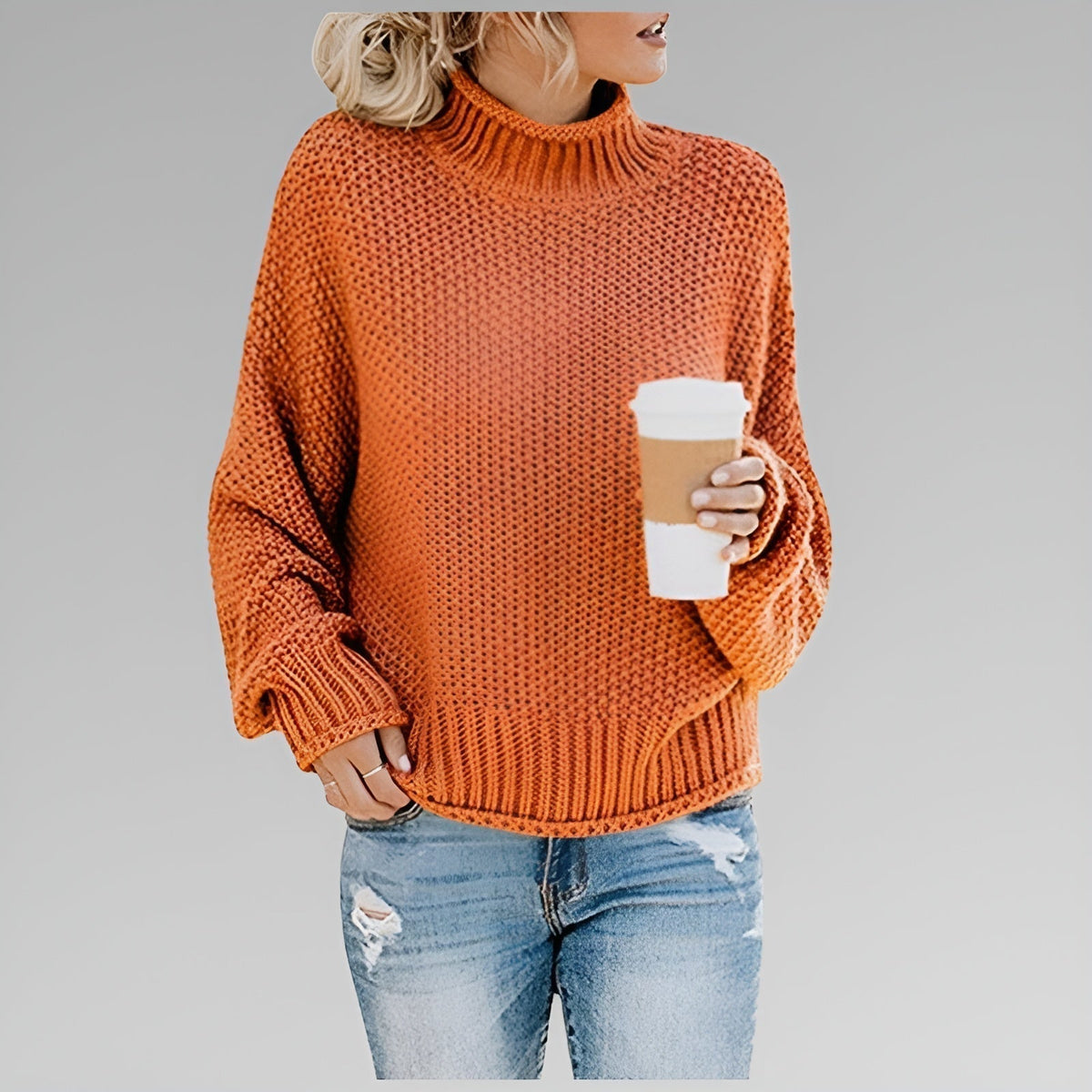 Anna | Women's Classic Crew Neck Relaxed Fit Knit Sweater