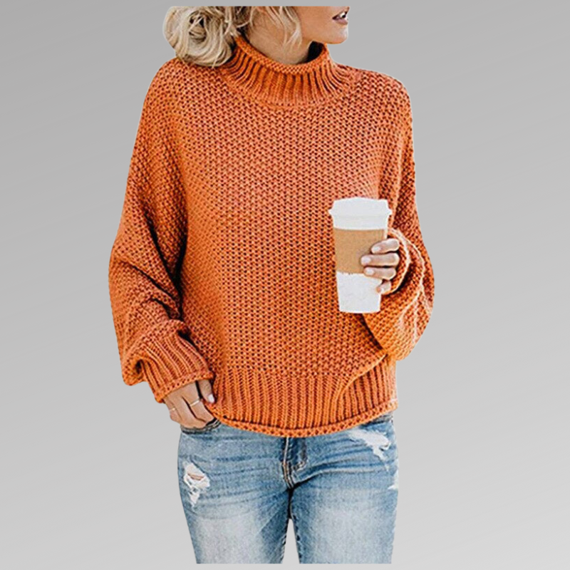 Sage | Women's Oversized Chunky Turtleneck Knit Sweater